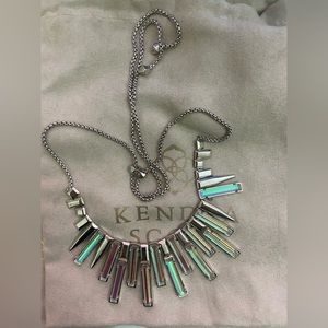 Kendra Scott Louise Necklace in Rhodium and Dichroic Glass